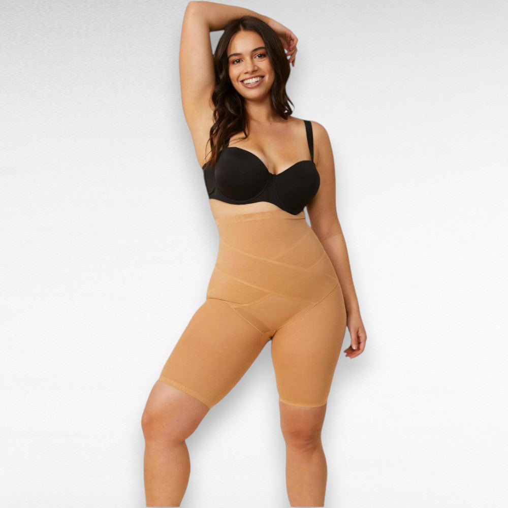 Sculpting Shapewear Cross Body Shorts Shapewear Nude / S