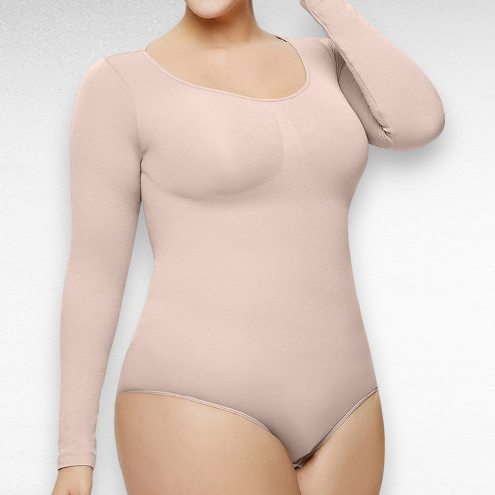 Sculpting Shapewear Long Sleeve Bodysuit Beige / S