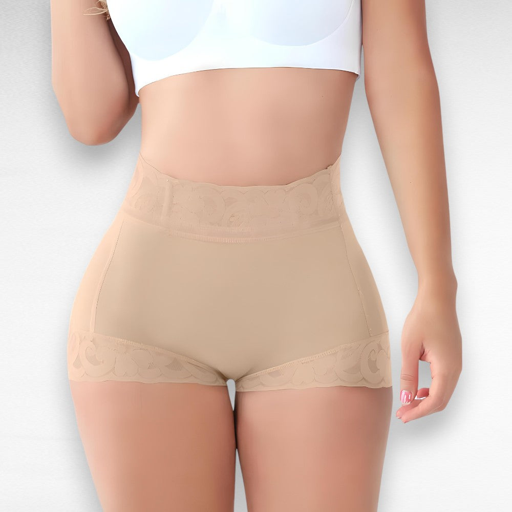 Sculpting Shapewear Mid-Waisted Lace Shaping Bottoms Beige / XS