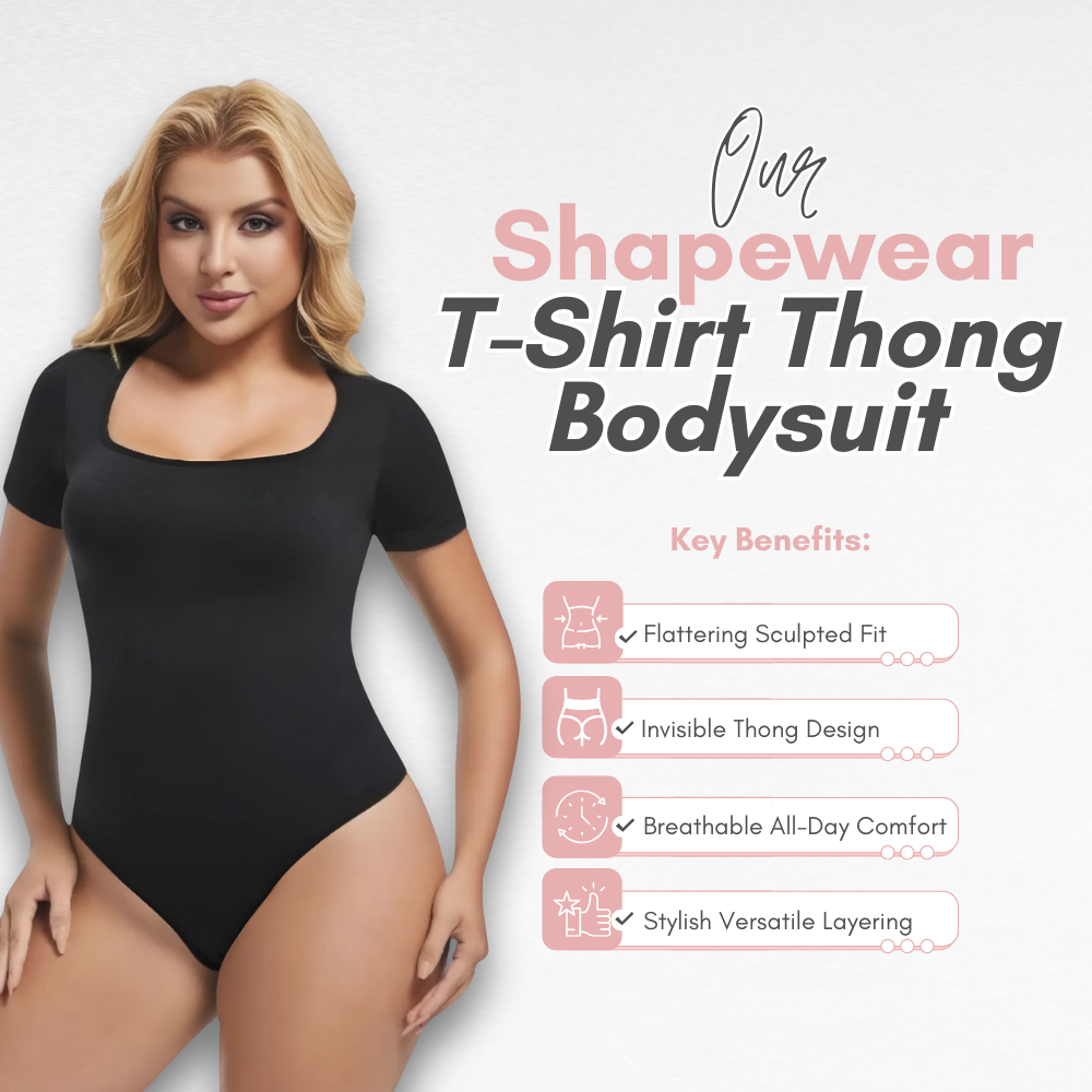Sculpting Shapewear T-Shirt Thong Bodysuit