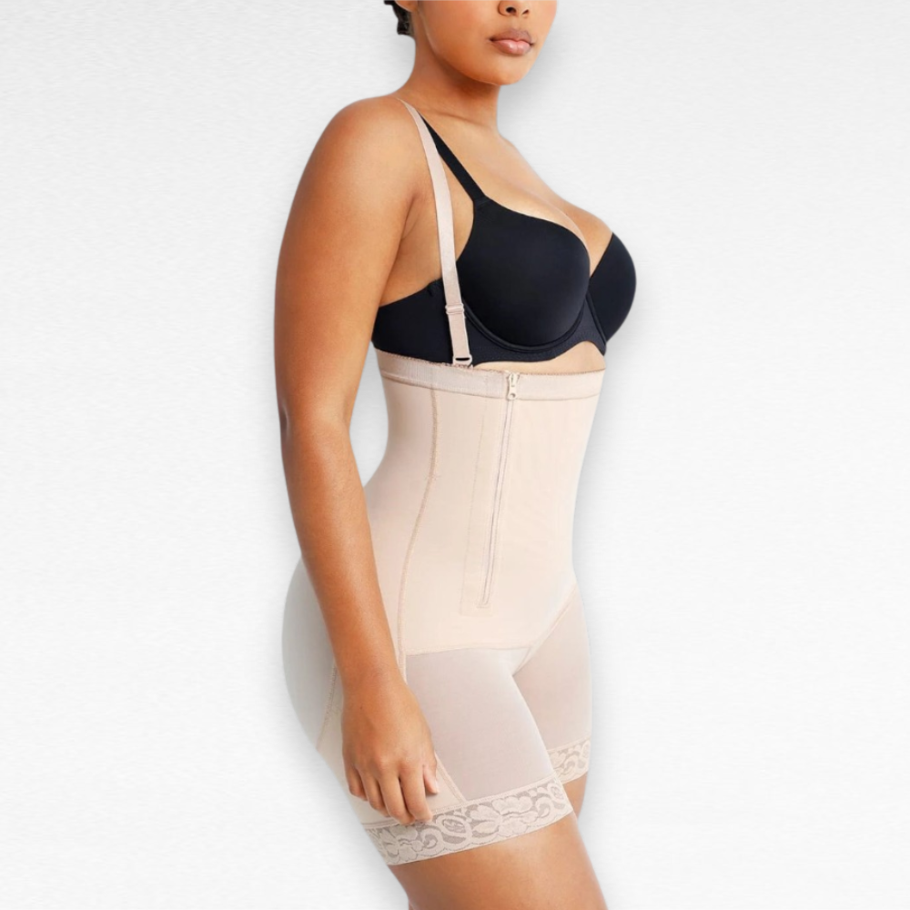 Sculpting Shapewear Tummy Compression Side Zipper Bodysuit