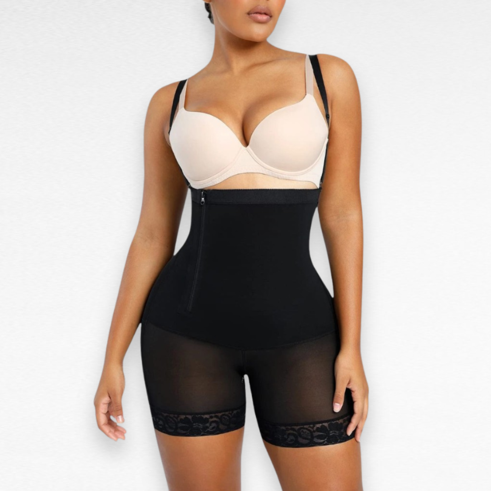 Sculpting Shapewear Tummy Compression Side Zipper Bodysuit XS / Black