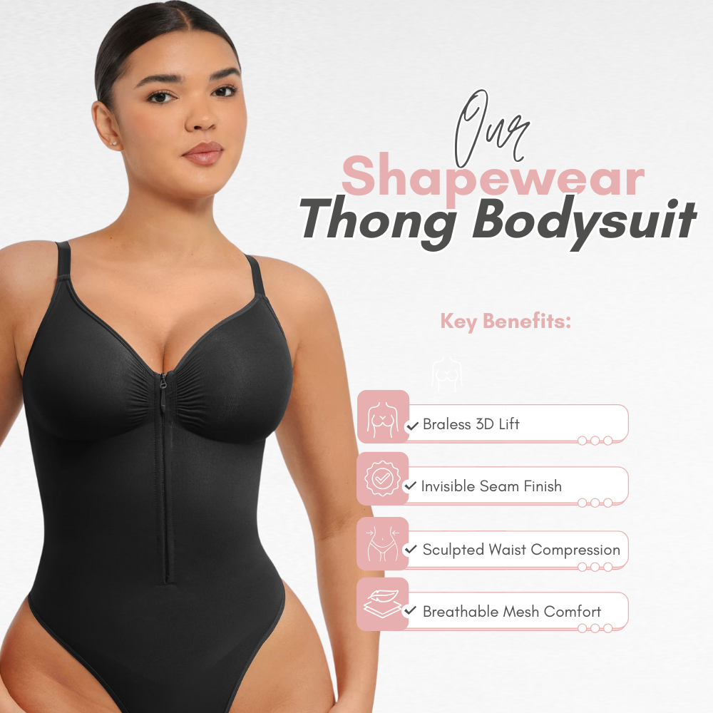 Sculpting Shapewear V-Neck Thong Bodysuit