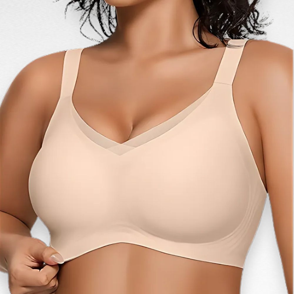 Sculpting Shapewear Wireless V Mesh Bra Beige / S