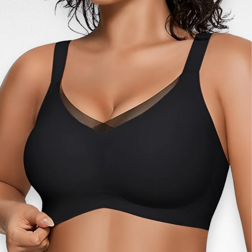 Sculpting Shapewear Wireless V Mesh Bra Black / S
