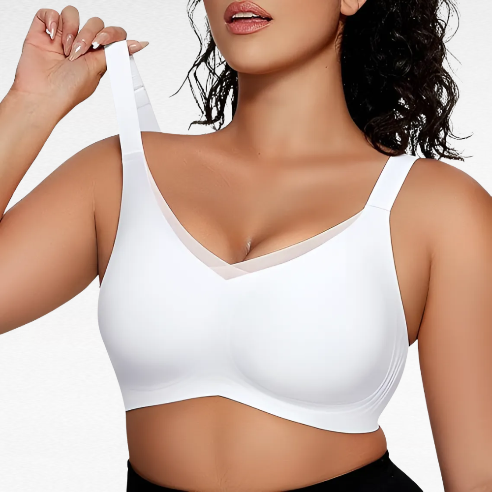 Sculpting Shapewear Wireless V Mesh Bra White / S