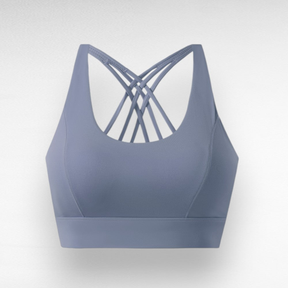 Sculpting Shockproof Cross-Back Sports Bra Grey Blue / M