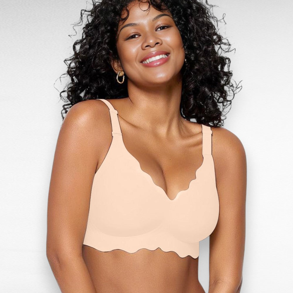 Sculpting Wireless Scalloped Full Coverage Bra Beige / S