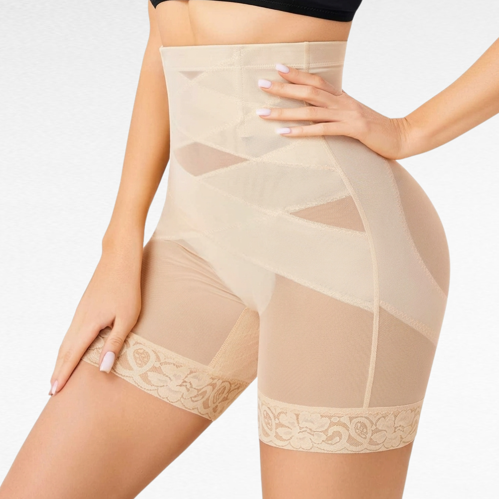 High-Waist Mesh Shaping Shorts