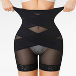 High-Waist Mesh Shaping Shorts Black / S