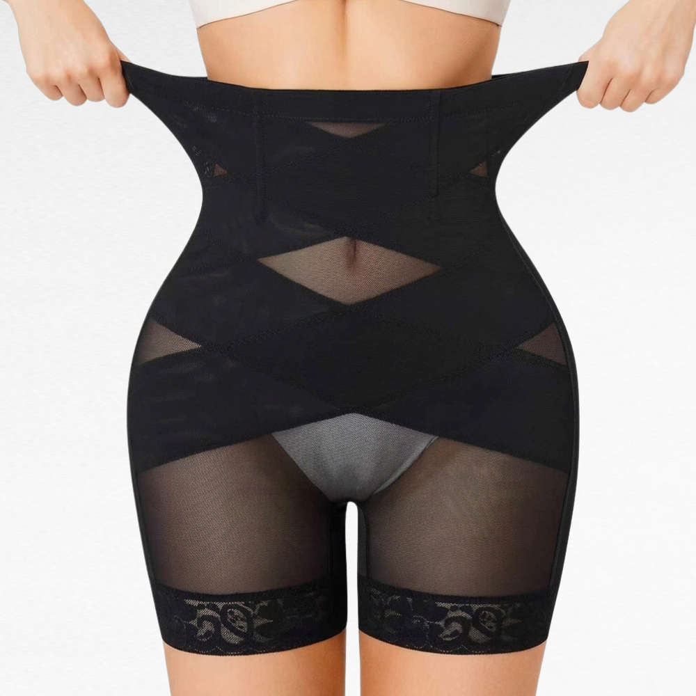 High-Waist Mesh Shaping Shorts Black / S