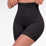 Mid-Waisted Lace Shaping Shorts Black / S