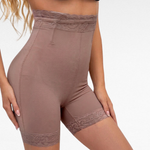 Mid-Waisted Lace Shaping Shorts Purple / S