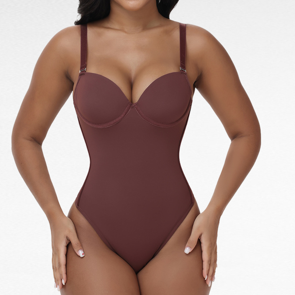 Push-Up Thong Shaping Bodysuit Bodysuits Coffee Brown / S