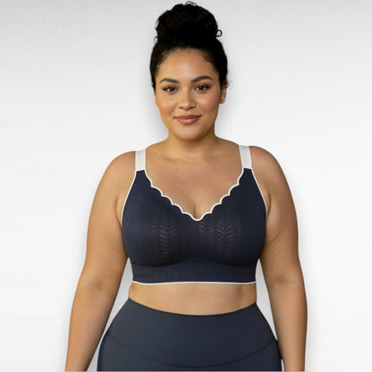 Sculpting Scalloped Embossed Lace Bra Black / M