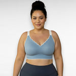Sculpting Scalloped Embossed Lace Bra Blue / M