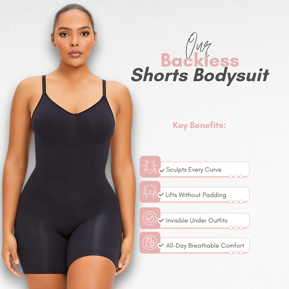 Sculpting Shapewear Backless Shorts Bodysuit