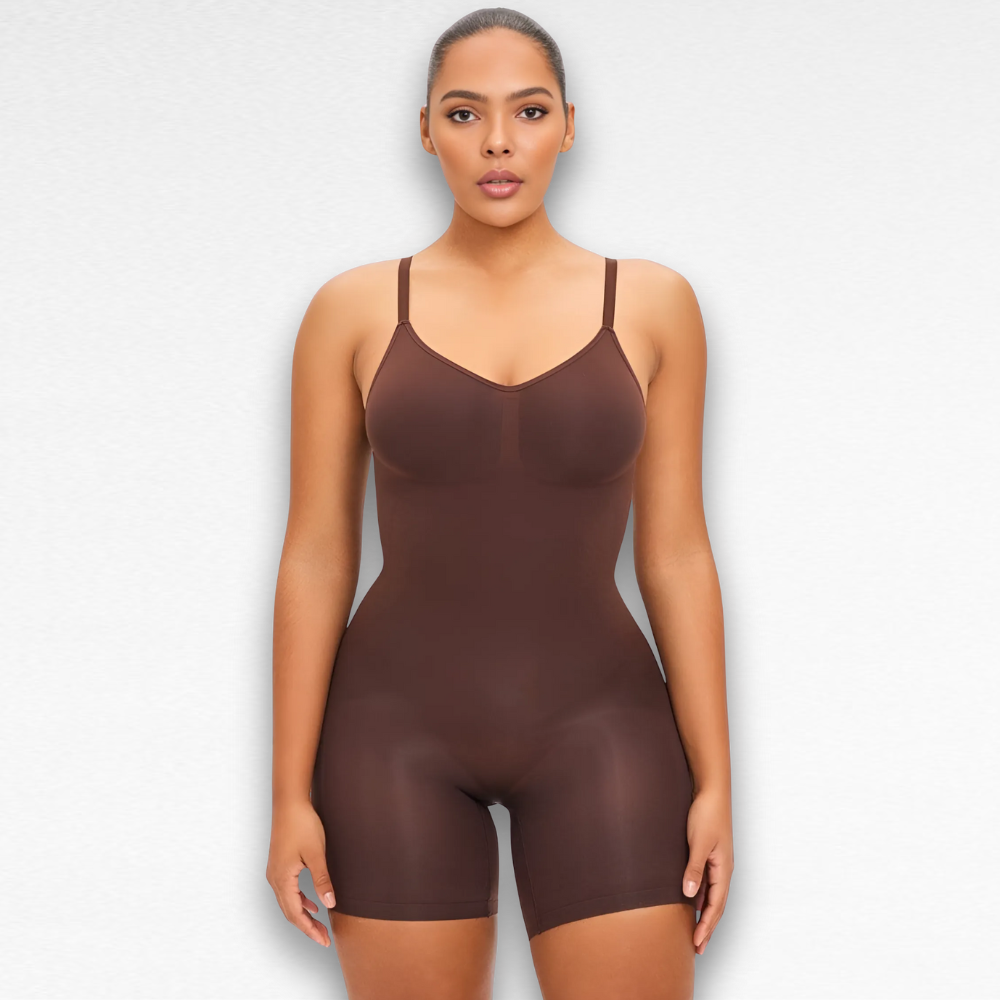 Sculpting Shapewear Backless Shorts Bodysuit S / Brown