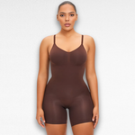 Sculpting Shapewear Backless Shorts Bodysuit S / Brown