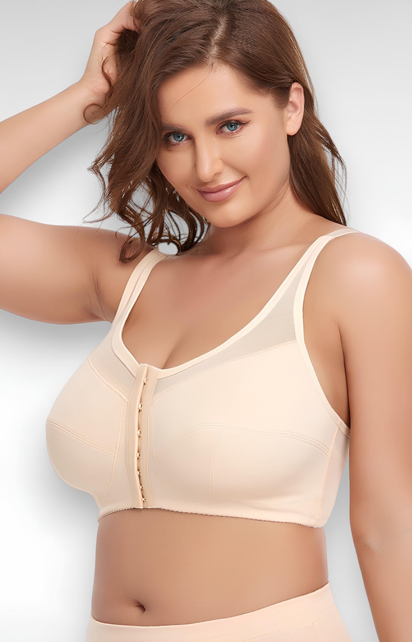Sculpting Shapewear Full Coverage & Back Smoothing Sports Bra S / Beige