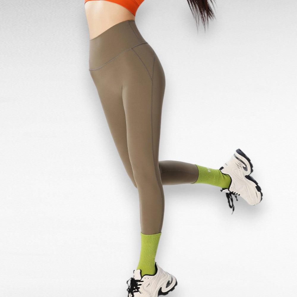 Sculpting Shapewear High-Waisted Tummy Control Leggings Taupe Gray / M