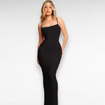 Sculpting Shapewear Lounge Dress Bodycon Dress Sleeveless Maxi / Black / S