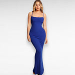 Sculpting Shapewear Lounge Dress Bodycon Dress Sleeveless Maxi / Blue / S