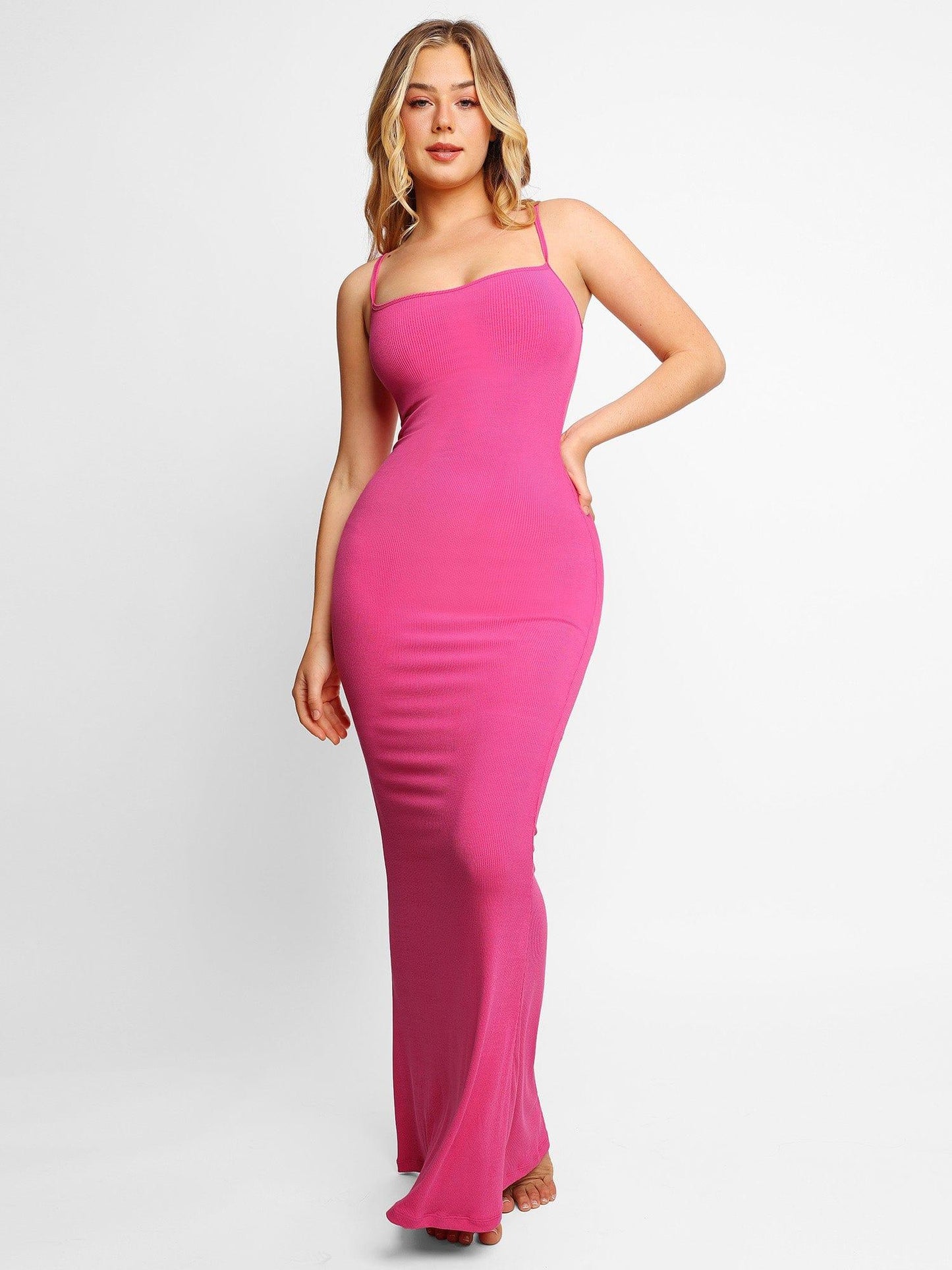 Sculpting Shapewear Lounge Dress Bodycon Dress Sleeveless Maxi / Pink / S