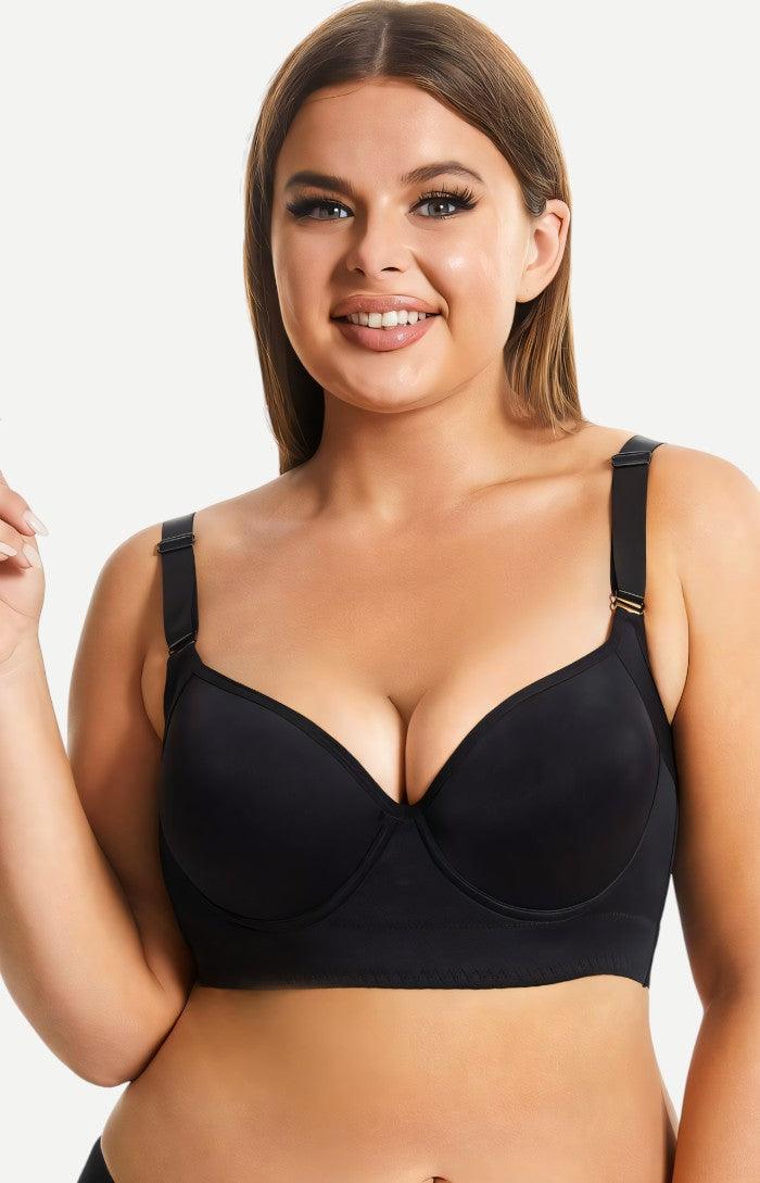 Back Smoothing Push-Up Bra for Women 3 Pcs Black+Black+Beige