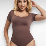 Sculpting Shapewear T-Shirt Thong Bodysuit Brown / XXS/XS