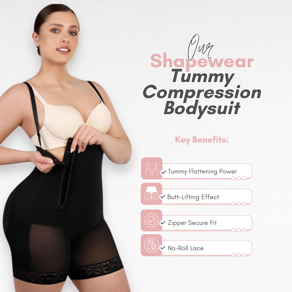 Sculpting Shapewear Tummy Compression Side Zipper Bodysuit