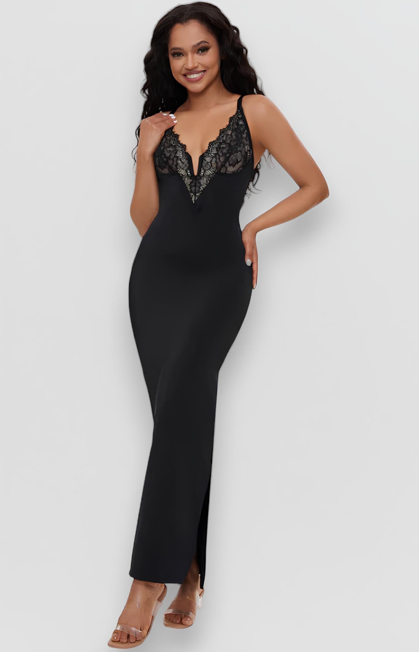 Sculpting Shapewear V-Neck Lace Dress