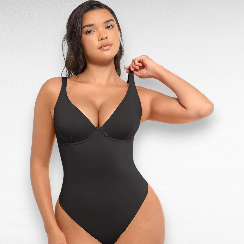 Sculpting Shapewear V-Neck Thong Bodysuit