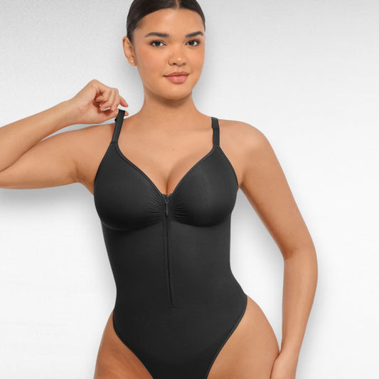 Sculpting Shapewear V-Neck Thong Bodysuit Black / S