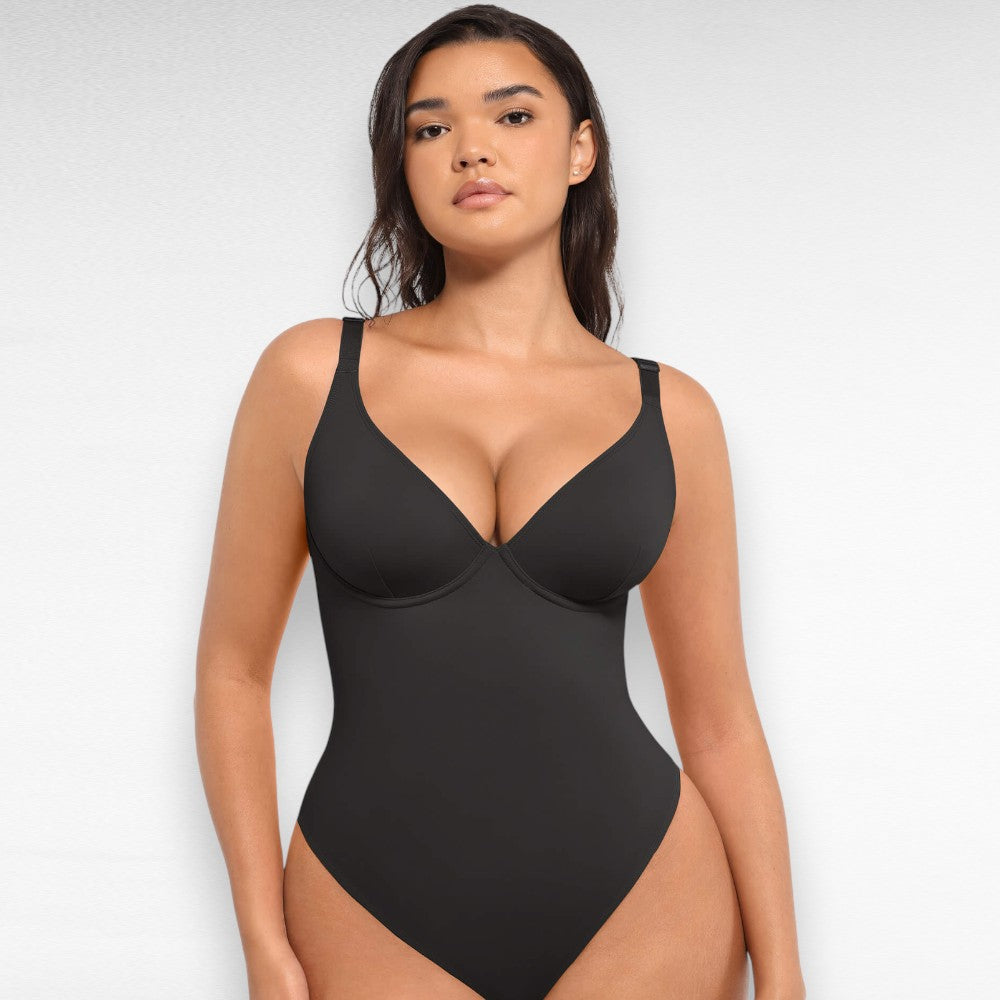 Sculpting Shapewear V-Neck Thong Bodysuit Black / S