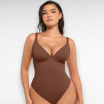 Sculpting Shapewear V-Neck Thong Bodysuit Brown / S