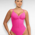 Sculpting Shapewear V-Neck Thong Bodysuit Rose Red / S