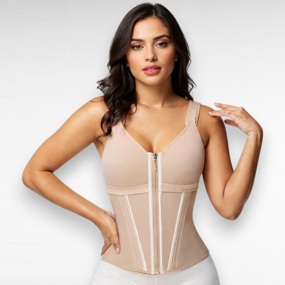 Sculpting Shapewear Waist Trainer Vest with Bra Beige / XS