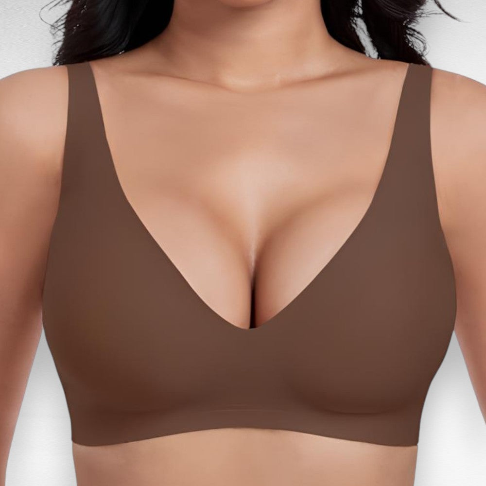 Sculpting Shapewear Wireless Deep V Push Up Bra Brown / S