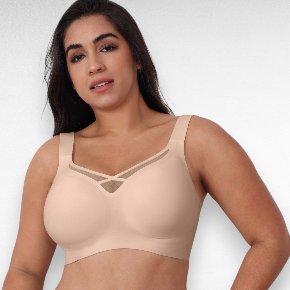 Sculpting Shapewear Wireless Mesh Support Bra Beige / M