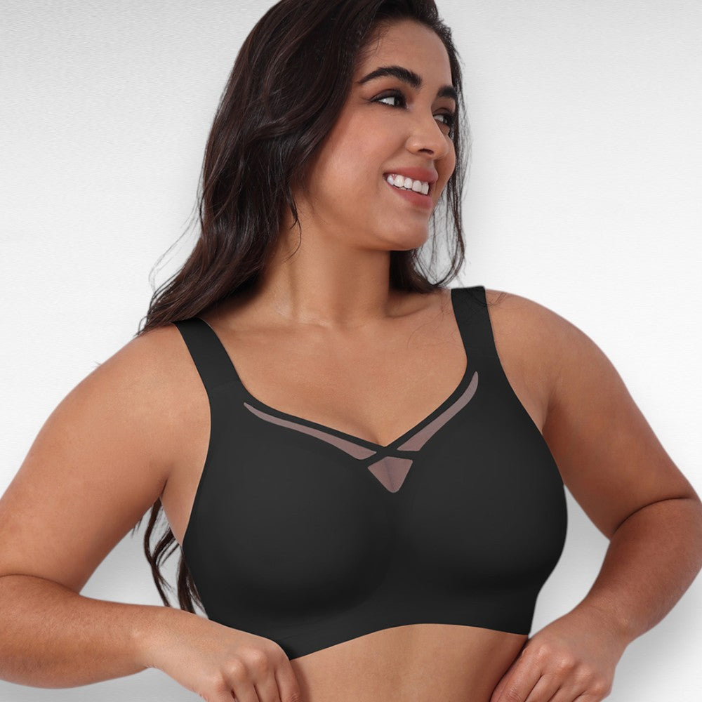 Sculpting Shapewear Wireless Mesh Support Bra Black / M