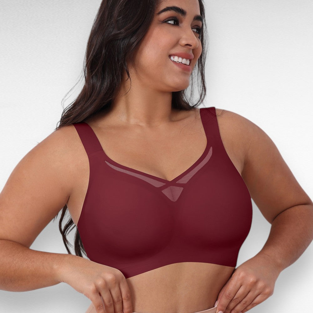 Sculpting Shapewear Wireless Mesh Support Bra Red / M