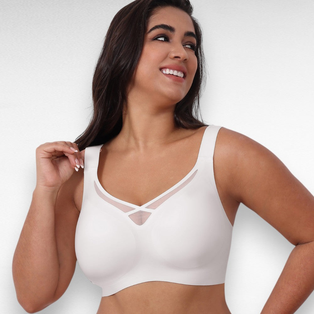 Sculpting Shapewear Wireless Mesh Support Bra White / M