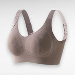 Sculpting Wireless Ribbed Push-Up Bra M / Brown