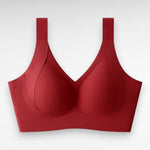 Sculpting Wireless Ribbed Push-Up Bra M / Red