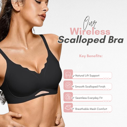 Sculpting Wireless Scalloped Mesh Bra