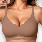 Sculpting Wireless Scalloped Mesh Bra Brown / S