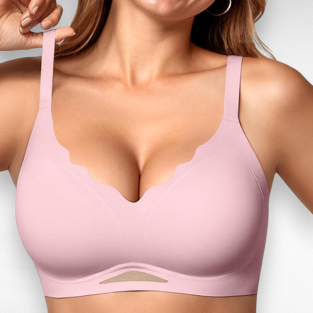 Sculpting Wireless Scalloped Mesh Bra Pink / S