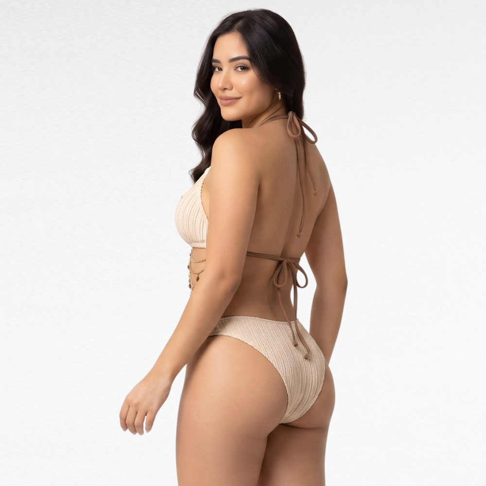 The Santorini Gold-Chain Swimsuit