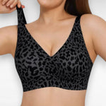 Wireless Deep V Push Up Bra Bras Black Leopard / S